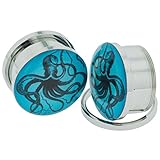Pair of Stainless Steel Double Flared Octopus Plugs with Threaded Back: 2g
