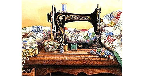 Amazon Com Zfsdd 5d Diamond Painting Mosaic Sewing Machine Scenery Cross Stitch Abstract Modern Wall Painting For Home Decor Gifts Kit Round Drill 40x50cm