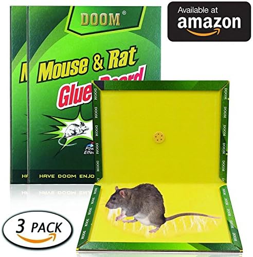 Mouse Trap, 3 Pack Peanut Butter Scented Rat Glue Boards, Professional Indoor Outdoor High Strength Glue Traps, let family and friend as well as pets away from Large and Small Mice and Harmful Animals