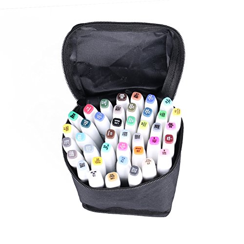 Marker Pen, V-mix Animation Design 40 Colours, Art Sketch Touch Twin Marker Pens Board Fine Point Graphic Fast Drying with Black Bag Easy To Carry