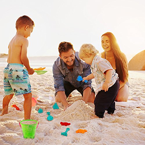 Acekid Mini Sand Toys Set, 27pcs Seaside Sand Castle Bucket Spade Shovel Rake Playset, Beach Toys Kit for Kids and Children