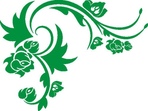 Indigos 4051095664598 Wall Quote, Vinyl Wall Art Sticker D158 Beautiful Plant Tendril Tribal 96 x 72 x 1 cm Green