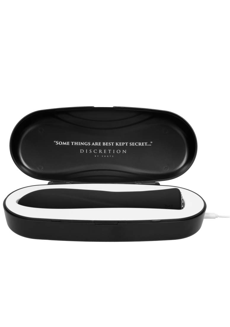 Discretion by Shots -Luxury Discrete Rechargeable Jeweled Vibrator with Dock - 10 Speeds - Black