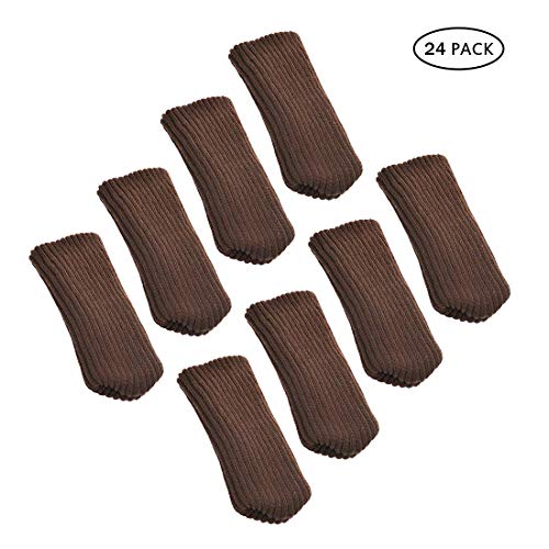 floor protectors 24 Pcs black Noise reduction chocolate color kitchen chairs socks for chair sofa etc table chair legs cover