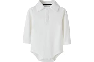 Teach Leanbh Infant Baby Polo Bodysuit Cotton Long Sleeve Pure Color Shirt 3-24 Months (18 Months, White)