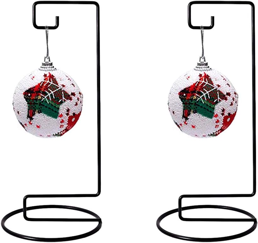 Ornament Display Stand Iron Hanging Stand Flower Pot Rack Holder Pothook for Hanging Glass Globe Air Plant Terrarium Witch Ball Home Wedding Christmas Decoration (9.07"x4.13"x4.13", Black) : Garden & Outdoor