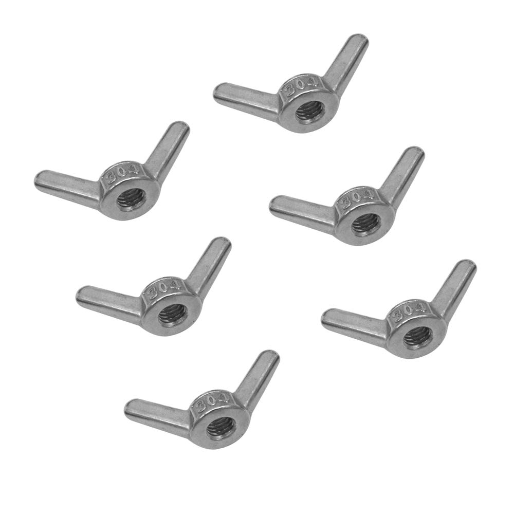 POFET 6Pcs M10 304 Stainless Steel Corner Nuts, Hand Screw Butterfly Nut, Wire Rope Chain Accessories