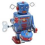 Fang sky Retro Clockwork Wind Up Metal Walking Robot Toy Vintage Collectible Kids Gift