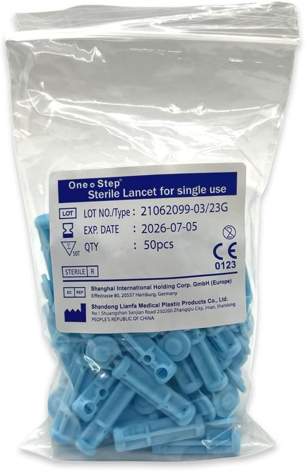One Step 100 x 23G Sterile Lancets - Compatible with PiC Indolor, Microlet,