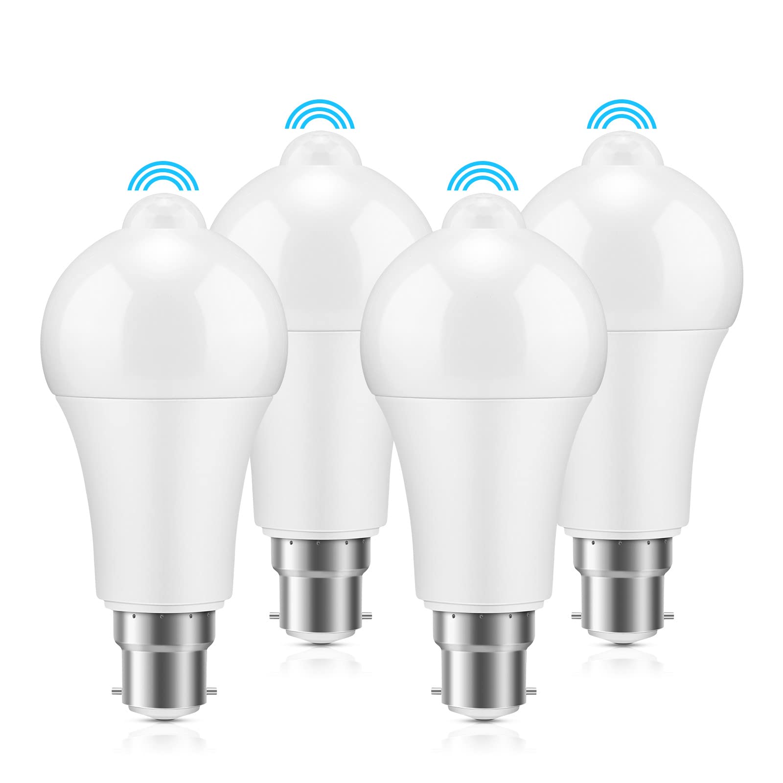 B22 Bayonet Bulb, B22 Pir Light Sensor Bulb 12w Energy Saving Light Bulbs Bayonet,Cool White 6000k Lightbulbs Auto On/Off for for Ceiling Lamps, Wall Lamps for Entrances, Stairs, Corridors, Balconies