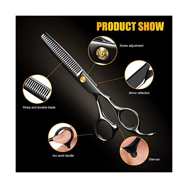 Wrei Hair Scissors Set,Hair Cutting Scissors Kit,11 Pcs Professional Haircut Stainless Steel Scissors,Thinning Shears…