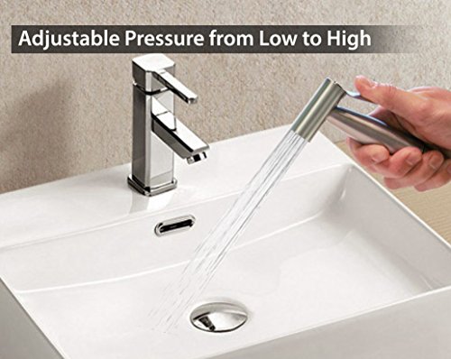 SmarterFresh SF-B80H Held, Premium Brass Diaper Shattaf-Complete Set Shower, Hand Bidet Toilet Attachment Sprayer, Silver