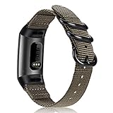 Fintie Bands for Fitbit Charge 3, Soft Woven Nylon Sports Band Replacement Strap for Fitbit Charge 3 and Charge 3 SE Fitness Activity Tracker Women Men (Desert Tan)