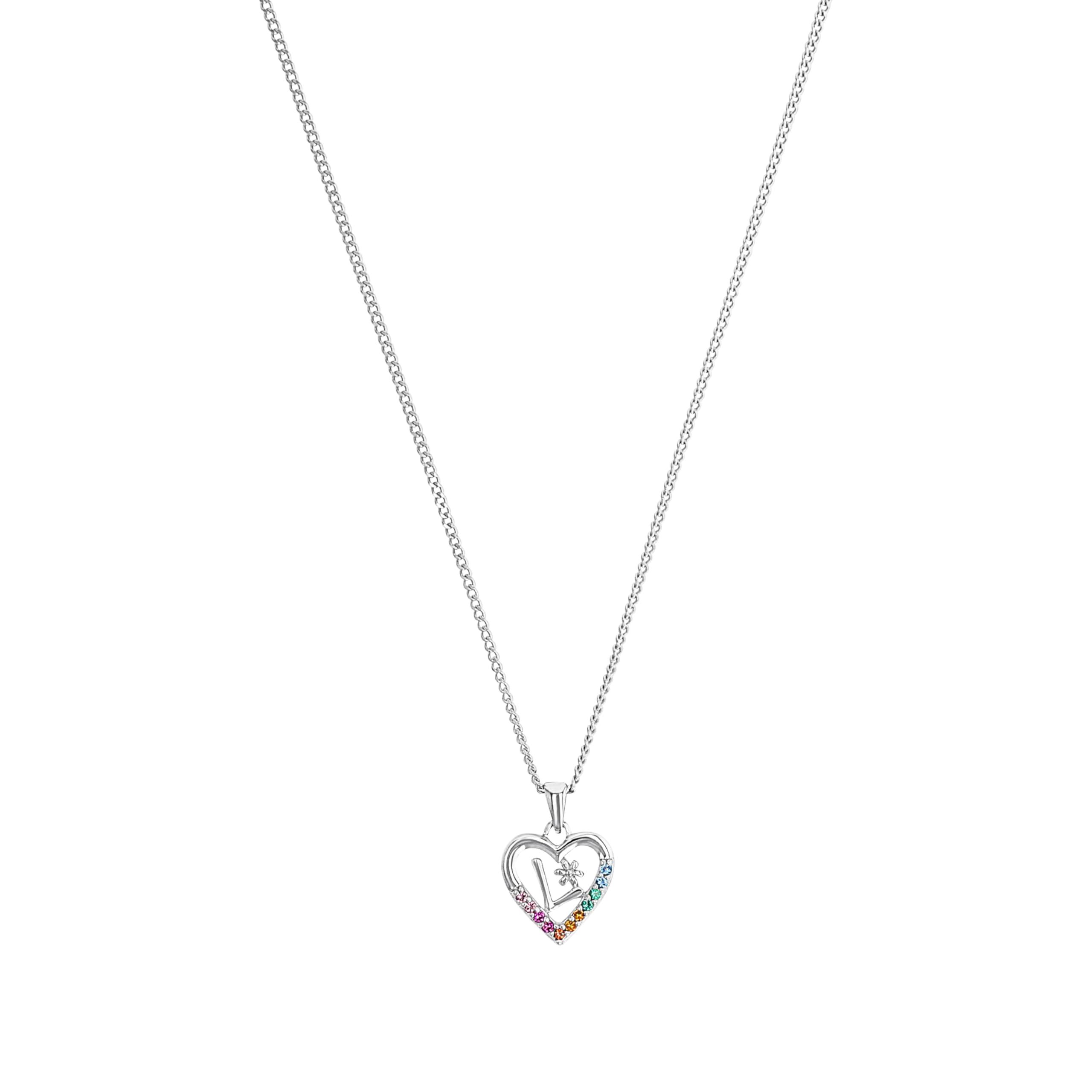 Prinzessin Lillifee necklace with pendant 925 Sterling silver girls' children's necklace, with zirconia synth., 35+3 cm, silver, L, comes in jewelry gift box 2027885