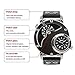 Men's Unique Analog Watch, Aposon Fashion Dress Quartz Wrist Watch with Dual Dial Cool Design Leather Band Dual Time Watches - Black