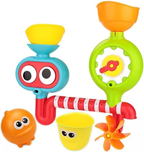The Fill And Spin Water Fountain Bath Toys - Flow Fill Spin Water Spout Interactive Baby And Kids Bathtub Toys - with Extra Orange Cloud