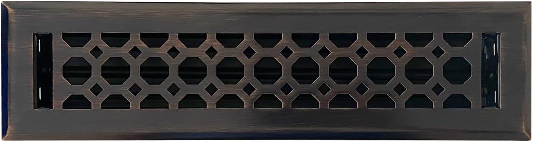 Registers, Grilles & Vents - Empire Register Co, Vent Cover - 2x12 inch, Honeycomb Design, Oil Rubbed Bronze Finish, Heavy Duty Floor Vent Covers, Metal Damper Attached. Vent Covers for Home Floor only.