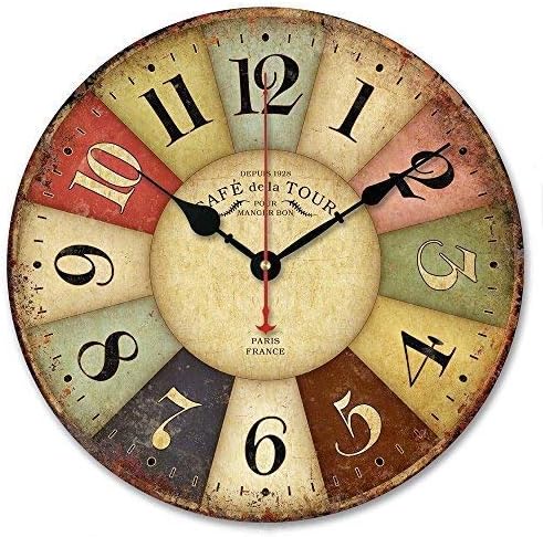 Alicemall 12 Inch Retro Wooden Silent Non Ticking Wall Clocks Rustic Style (Style 6)