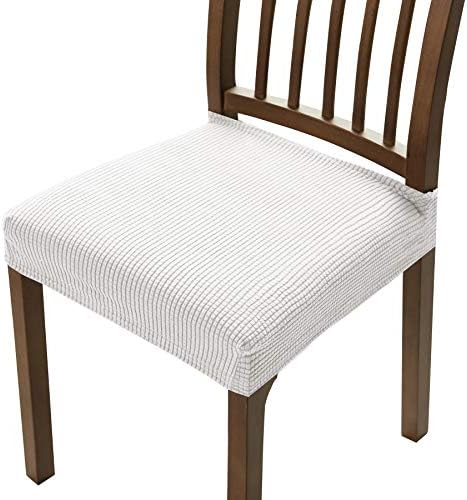 DyFun Chair Seat Covers Jacquard Removable Washable Chair Seat Slipcovers Anti-Dust Stretch Spandex Seater Cover Dining Room Upholstered Chair Protector(2 pcs, Jacquard White)