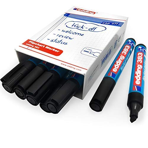 Edding 383 Flipchart Marker Chisel Tip 1-5mm Black Ref 383 [Pack 10]