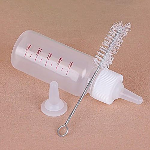 Lomory 50ml (2 OZ) Newborn Pet Small Dog Puppy Cat Kitten Kitty Rabbit Milk Nursing Care Pup Milk Feeding Bottle Set Milk Feeder