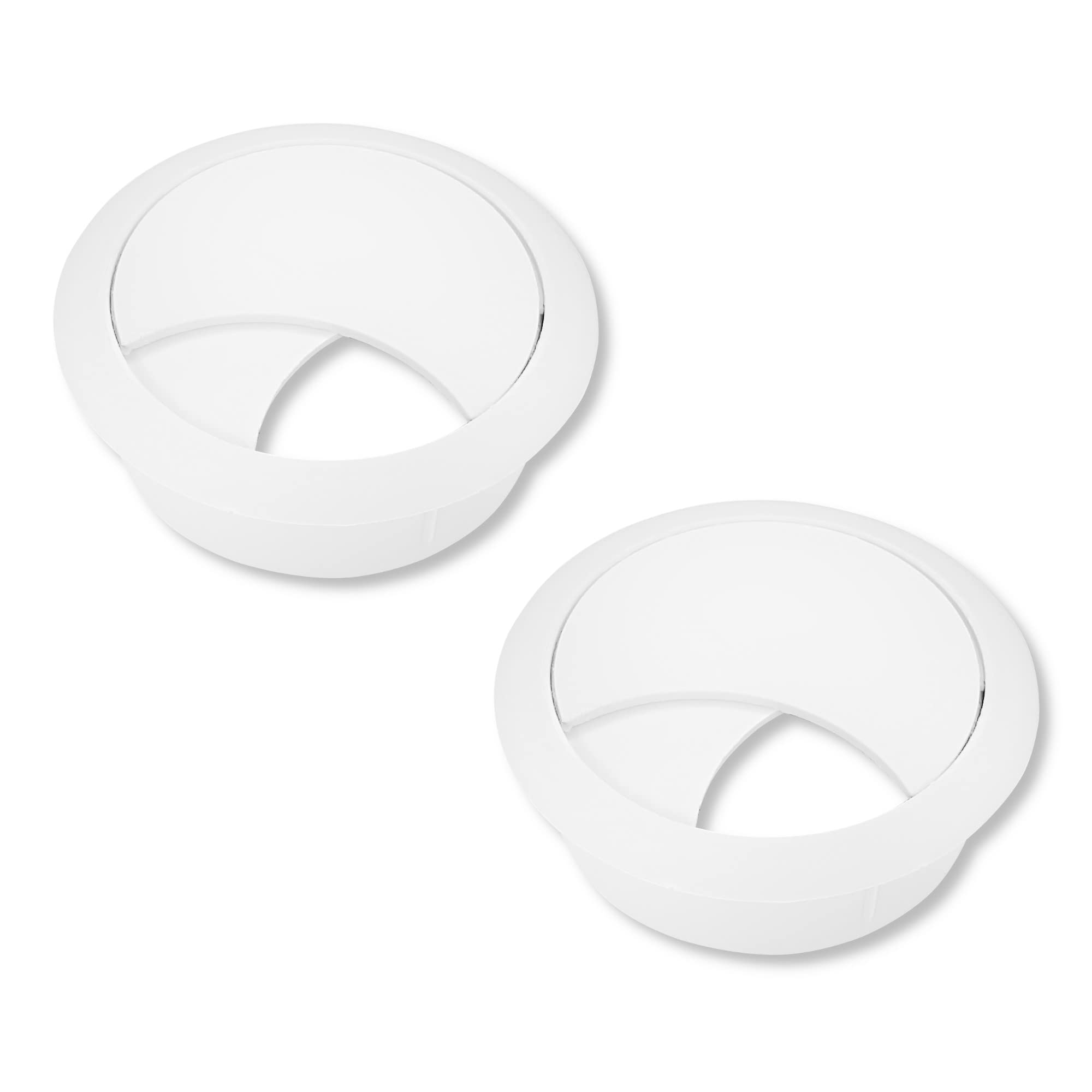 cyclingcolors 2 x Cable Grommets Plastic Round Wireless Cable Bore 58 mm Cable Guide Push In Desk Channel Cable Pass White