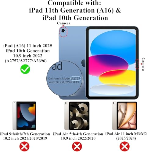 For Case Compatible with iPad (A16) 11th/10th Generation (2025/2022), Shockproof Cartoon Silicone Melody Cover with Handle Stand, Shoulder Strap (iPad (A16) 11th/10th Generation)
