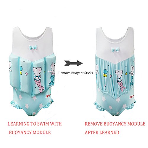 Kingswell Float Suit Toddler Swimsuit Kids Swim Training Aid Jacket Vest Suit with Removable Buoyancy Float for Toddler Girls