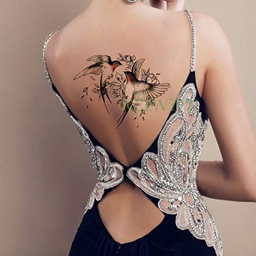 Yyoutop Tatouage Temporaire étanche Autocollant Oiseau Fleur
