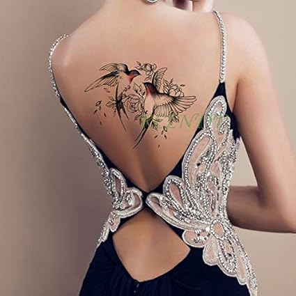 Yyoutop Tatouage Temporaire étanche Autocollant Oiseau Fleur