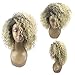 BonJoJo Afro Kinky Curly Wig Blonde Highlights Short Side Part Ombre Synthetic African Fluffy Hair Heat Resistant