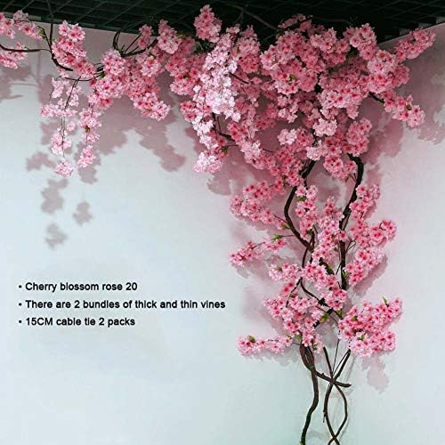 TTIK Artificial Cherry Blossom Branches Flowers Plastic Floral Centerpieces Indoor Outdoor Wall Decor for Wedding Party Home Decor,B
