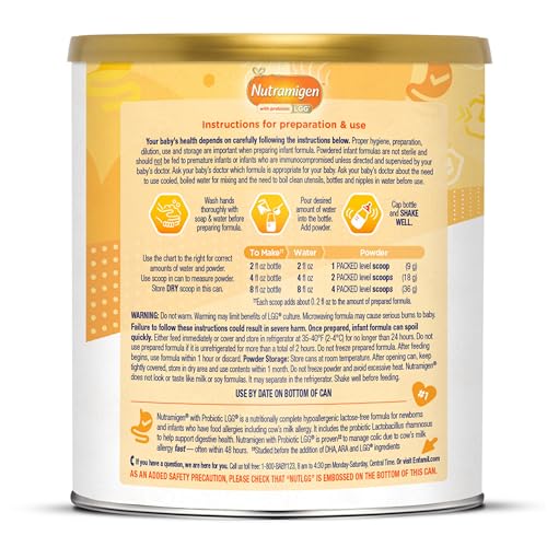 ENFAMIL NUTRAMIGEN HYPOALLERGENIC BABY FORMULA WITH IRON, LACTOSE FREE, COLIC RELIEF FROM COW’S MILK ALLERGY STARTS IN 24 HOURS, BRAIN BUILDING DHA, PROBIOTIC LGG FOR IMMUNE SUPPORT, 12.6 OZ CAN