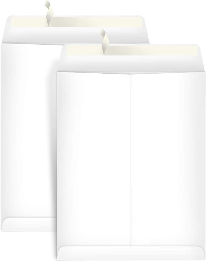 AmazonBasics Catalog Mailing Envelopes, Peel & Seal, 9x12 Inch, White
