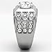 Marimor Jewelry 2.94 Carat Round Cut Cubic Zirconia, Silver Stainless Steel Unisex Ring Size 10