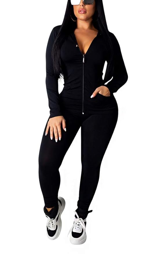 Buy Women 2 Piece Outfits Tracksuit Jumpsuits Long Sleeve Zipper