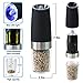 Gravity Electric Salt and Pepper Grinder Set with LED Light, Battery Powered Salt and Pepper Mills, Automatic Salt and Pepper Shakers & Adjustable Coarsenes,2 PCS (Black)