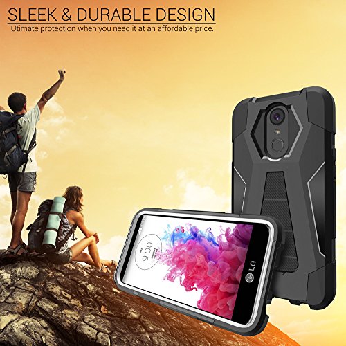 MINITURTLE Case Compatible w/ LG K20 V Black Case| LG K10 (2017)| LG K20 Plus Hybrid Case| LG Grace Case [SHOCK FUSION] Dual Layer Stand Case w/ Designs Retro Controller - Thumbnail 4