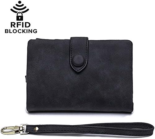 Women's RIFD Blocking Large Capacity Leather Wallet with Removable Wrist Strap