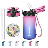 GOPPUS Kids Water Bottle with Straw Spout Lid 10pcs