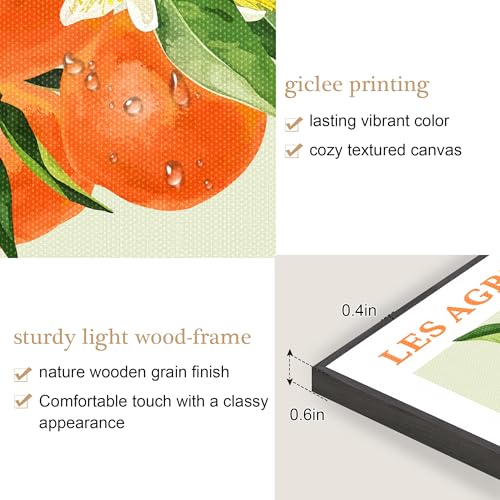 hyidecorart Black Frame Citrus Pictures Decoration Living Room Modern, Fruits Lemon Orange Blood Pictures Decoration Bedrooms Dining Room Office Hallway Kitchen and Bathroom