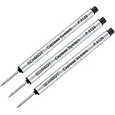 Schmidt Short P8126 Capless Rollerball Refill - Black - 3 Pack