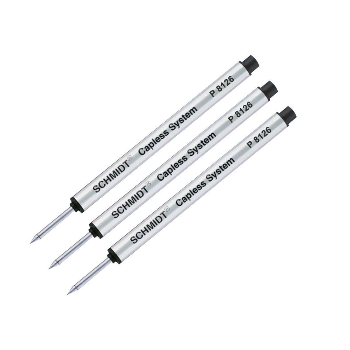 Schmidt Short P8126 Capless Rollerball Refill - Black - 3 Pack