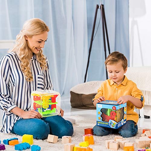3 otters 3D Puzzle Maze Cube, 72 Obstacles Puzzle Cube Interactive Maze Game with Education Toy for Kids Adults