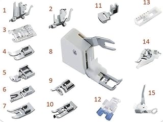 Nähmaschinen - Füßchenset - 15-teilig in Hartplastik-Box, Nähmaschinenfüßchen, Nähfuß-Set, passend für viele Nähmaschinen von W6, Brother, AEG, Silvercrest, Carina, Veritas, Singer, Janome, Dorina, Meister, Juki, Privileg, Bernette, Blaupunkt, Hobby