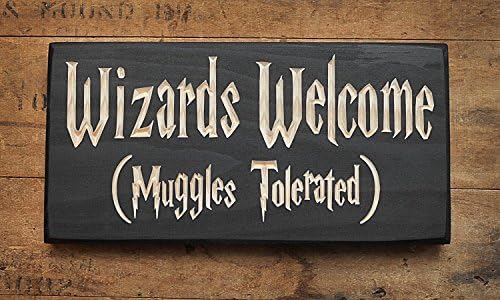 11" x 5.5" Harry Potter inspired plaque/sign Wizards Welcome. Solid Wood Engraved