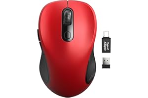 Trueque Wireless Mouse for Laptop, 2.4GHz Ergonomic Computer Mouse with Back & Forward Buttons, 3 Levels Tracking Speed, 6 Buttons, Optical USB Cordless Mice for Windows Chromebook MacBook PC (Red)