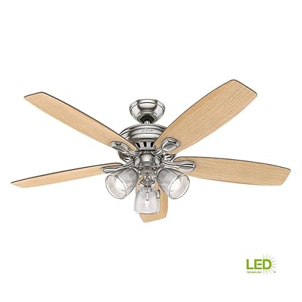 Hunter Highbury Ii 52 In Led Indoor Brushed Nickel Ceiling Fan