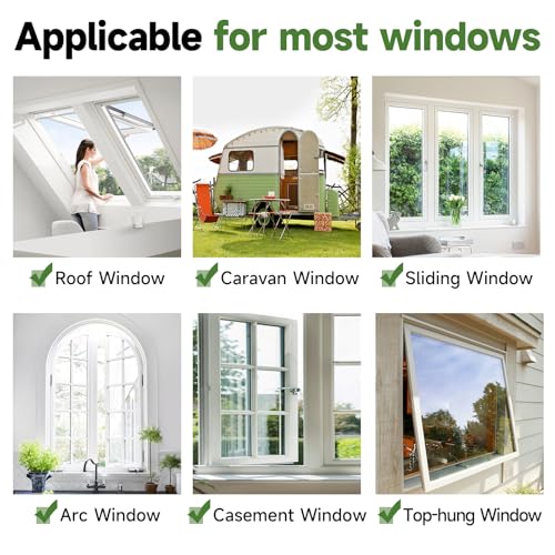 HOFUDON Window Screen Adjustable Magnetic Moustiquaire Magnétique Replacement Max 39" x 59"（100cm x 150cm), DIY Fiberglass Mesh Window Screens for House Windows White Frame Grey Mesh