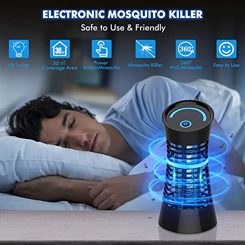 Regevo Lámpara Antimosquitos Eléctrica - Mata Moscas 4W UV de Alta Eficiencia, Exterminador de Insectos, Mosquitos y Polillas para Interior (Casa, Cocina, Dormitorio), Exterior y Terraza Cubierta